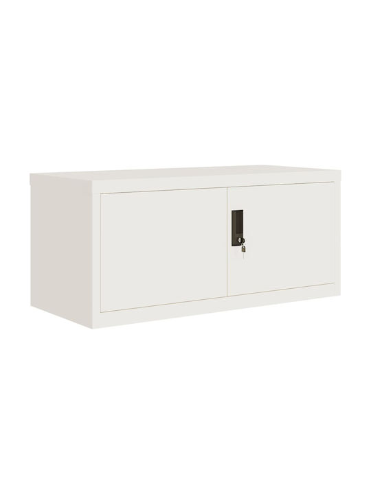 În picioare pe podea de Birou Metalică cu încuietoare Alb 90x40x220cm