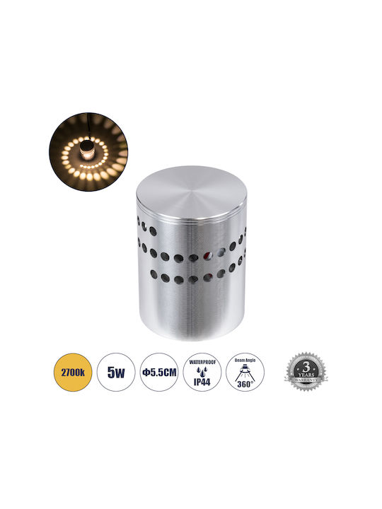 GloboStar Stains Επιτοίχια Εξωτερική Πλαφονιέρα LED IP44 5W με Θερμό Λευκό Φως