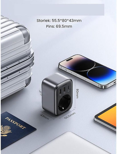 Ugreen Μονόπριζο με 2 USB-A και 2 USB-C