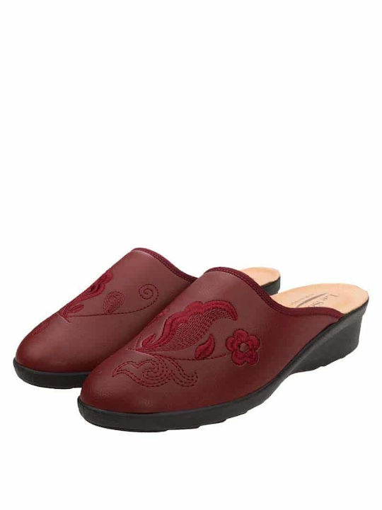 Le Soft Synthetic Leather Women's Slippers Burgundy