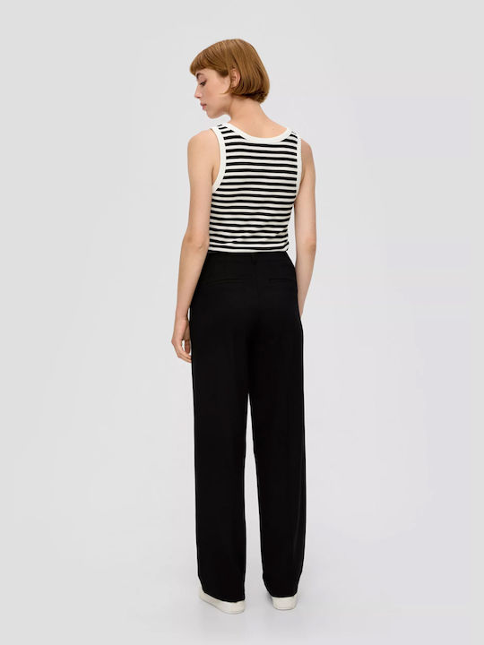 S.Oliver Damen Stoff Palazzo-Hose Schwarz