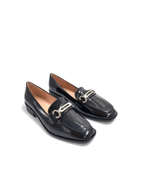 Plato Patent Leather Women's Moccasins in Black Color