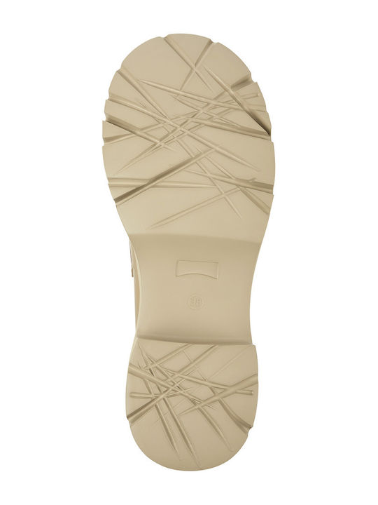 Milah Leather Women's Moccasins in Beige Color