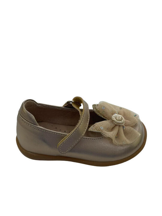 Ricco Mondo Kids Leather Ballerinas with Hoop & Loop Closure G