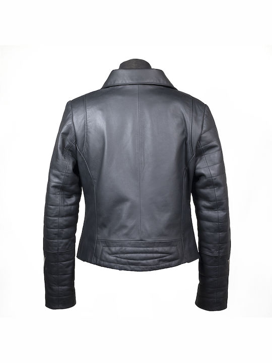 Ageridis Leather Women's Short Lifestyle Leather Jacket for Winter Black