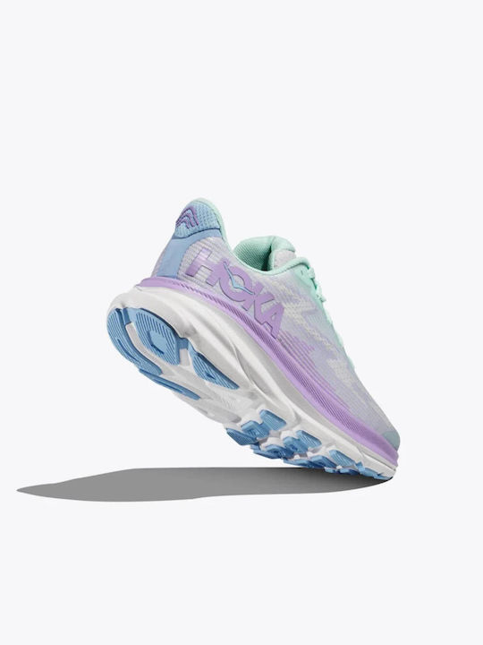 Clifton 9 Kids Sports Shoes Running with Laces Purple