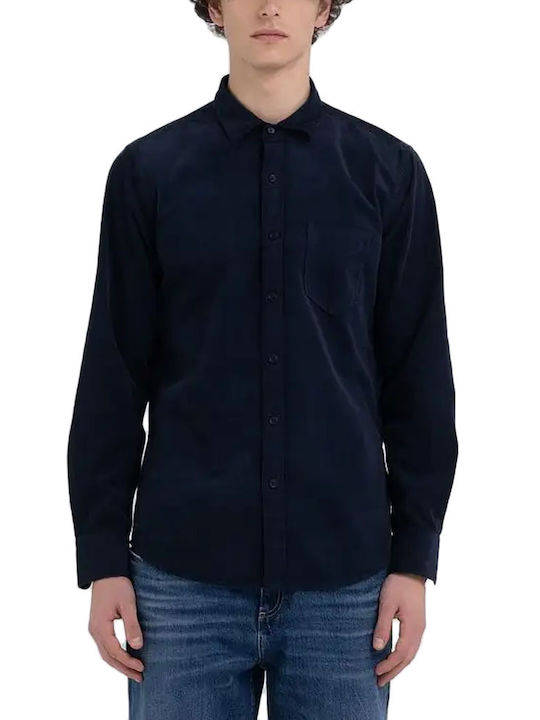 Replay Men's Shirt Long Sleeve Corduroy Blue