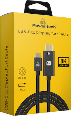 Powertech Braided USB 3.0 Cable USB-C male - DisplayPort Black 1m (PTR-0138)