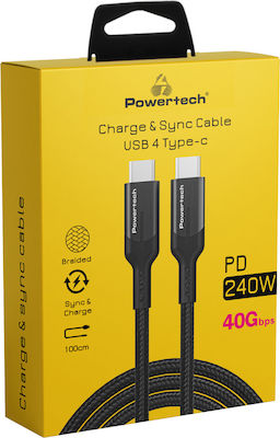 Powertech Braided USB 4 Cable USB-C male - USB-C 240W Μαύρο 1m (PTR-0139)