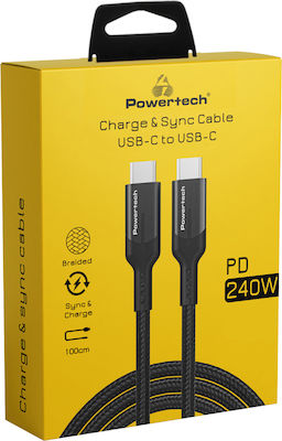 Powertech Braided USB 2.0 Cable USB-C male - USB-C 240W Μαύρο 1m (PTR-0140)