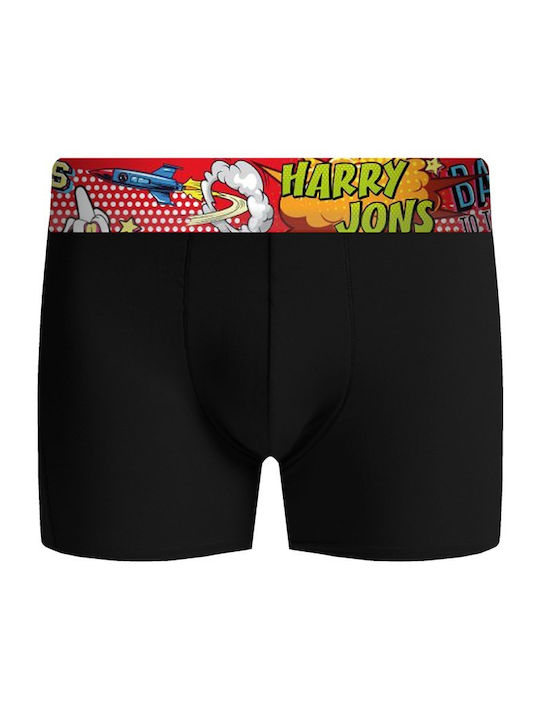 Harry Jons Herren Boxershorts Schwarz mit Mustern 1Packung