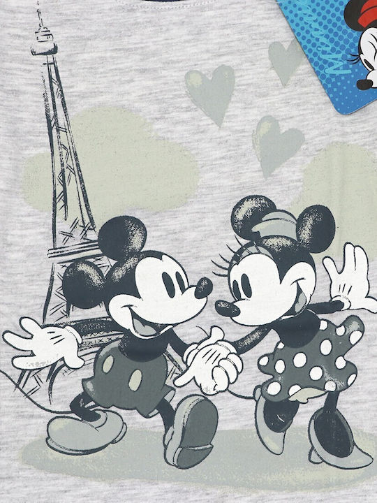 Disney Παιδική Πιτζάμα Χειμωνιάτικη Grey Melange, Navy Minnie Mouse