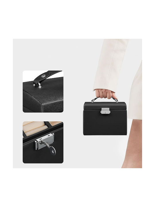 Songmics Jewelry Box Wooden with Drawer & Mirror 17.5x13.5x12cm