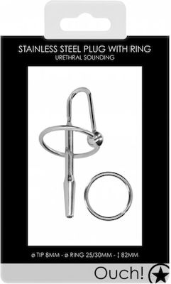 Shots Ouch Urethral Sounding Metal Plug Silver