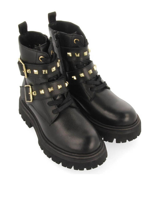 Leather Kids Boots with Zipper Black