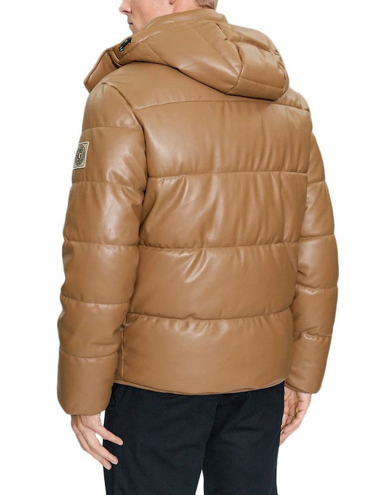 Guess Men's Winter Puffer Jacket Brown