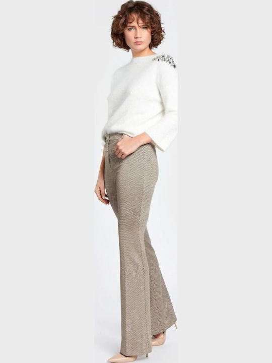 Women's Fabric Trousers Regular Fit Beige