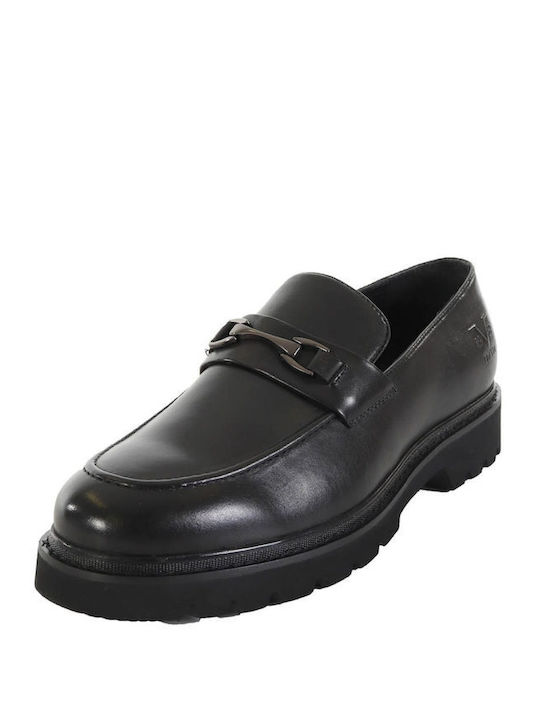 19V69 Men's Leather Loafers Black