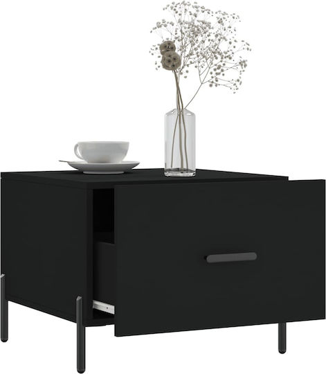 Square Side Table Wooden with Drawers Black 2pcs M50xW50xH40cm