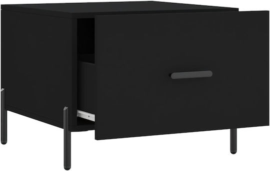 Square Side Table Wooden with Drawers Black 2pcs M50xW50xH40cm