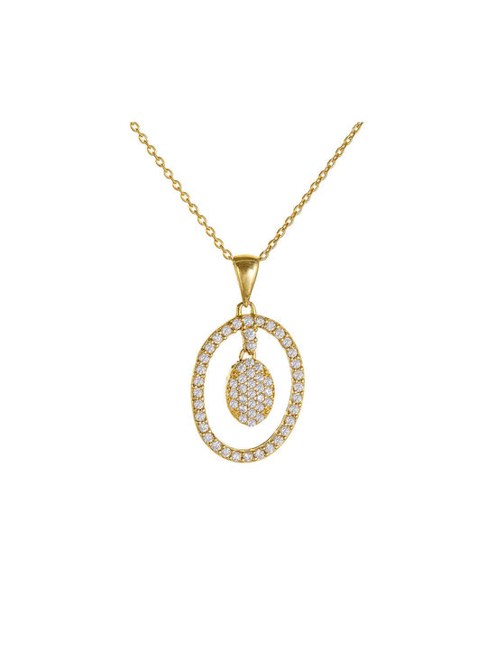 Ioannis Kosmima Necklace Double Rosette from Gold 14K with Zircon