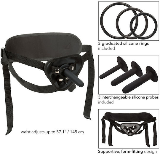 Calexotics Boundless Silicone Pegging Harness με Dildo σε Μαύρο Χρώμα