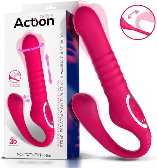 Kinksters Trägerlos Strap On mit Vibration in Fuchsie Farbe