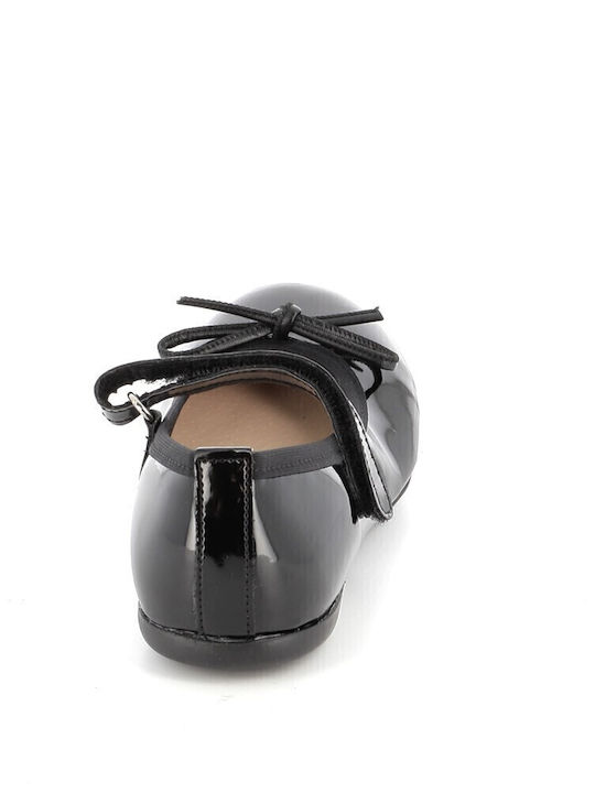 Kids Anatomic Patent Leather Ballerinas with Hoop & Loop Closure Black