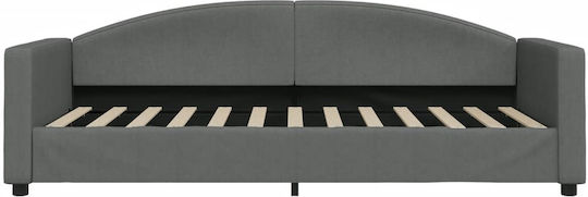 Sofa Bed Single Upholstered with Fabric Dark Gray with Slats for Mattress 90x200cm