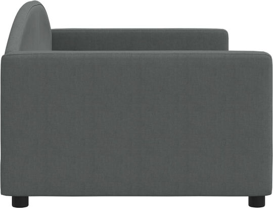Sofa Bed Single Upholstered with Fabric Dark Gray with Slats for Mattress 90x200cm