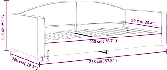 Sofa Bed Single Upholstered with Fabric Dark Gray with Slats for Mattress 90x200cm
