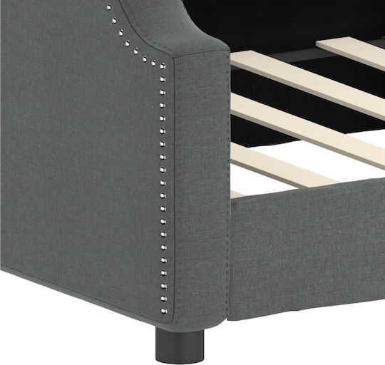 Sofa Bett Einzelbett Mit Stoff bezogen Dark Gray mit Latten für Matratze 80x200cm