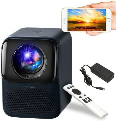 Wanbo T2 Max New Mini Projector LCD Full HD LED Lamp with Wi-Fi and Built-in Speakers Blue