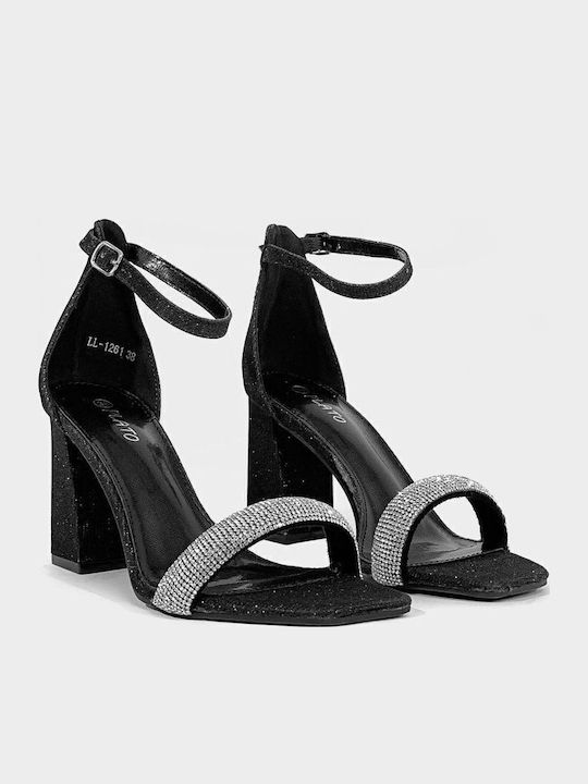 Suede Sandals with Strass Black