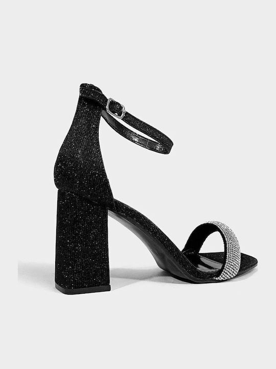 Suede Sandals with Strass Black