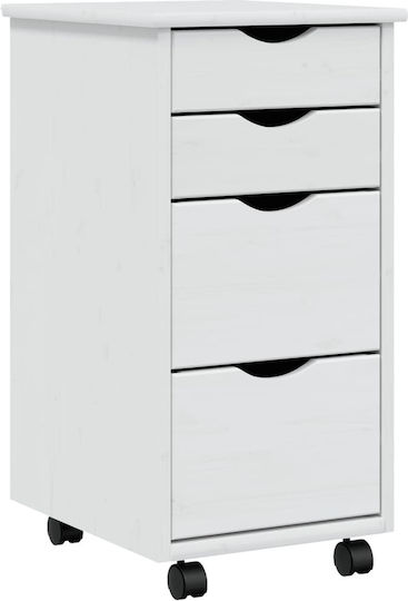 Sertar De Birou Din Lemn Masiv Alb 34x39x65.5cm