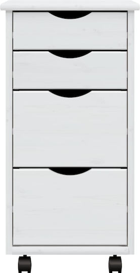 Sertar De Birou Din Lemn Masiv Alb 34x39x65.5cm