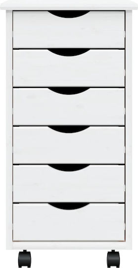 Чекмеджета за Бюро от Масивно Дърво Бял 34x39x65.5см