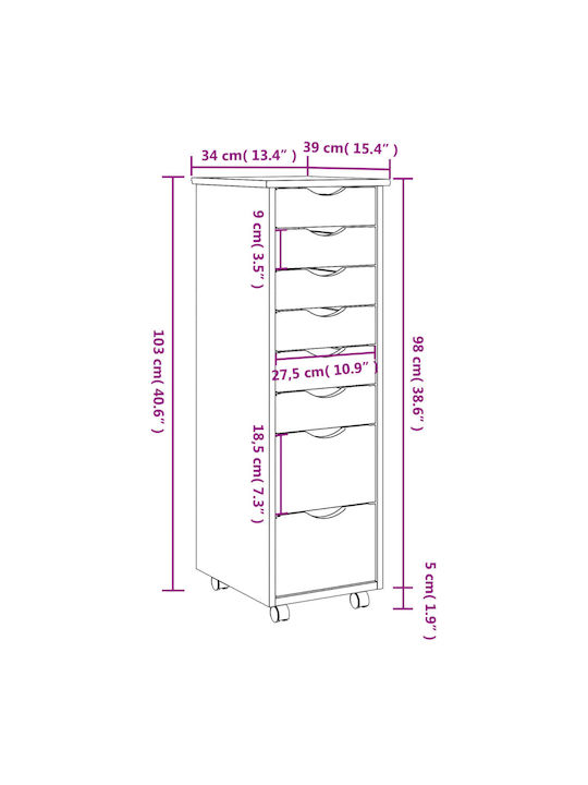 Office Storage Solid Wood Drawer White L34xW39xH103cm