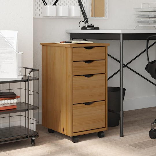 Sertar De Birou Din Lemn Masiv Culoare Maro Miere 34x39x65.5cm