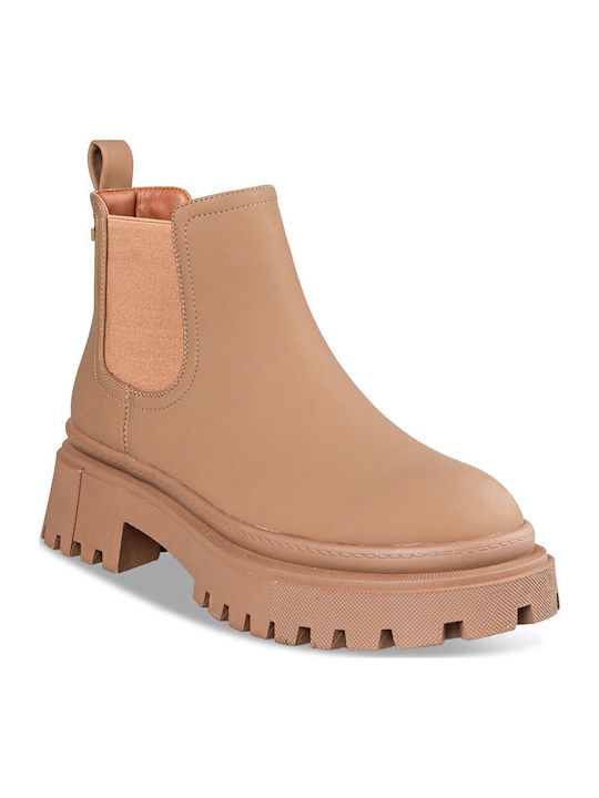 Shorties Damen Chelsea Stiefeletten Beige
