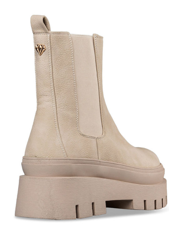 Damen Chelsea Stiefeletten mit mittlerem Absatz Beige