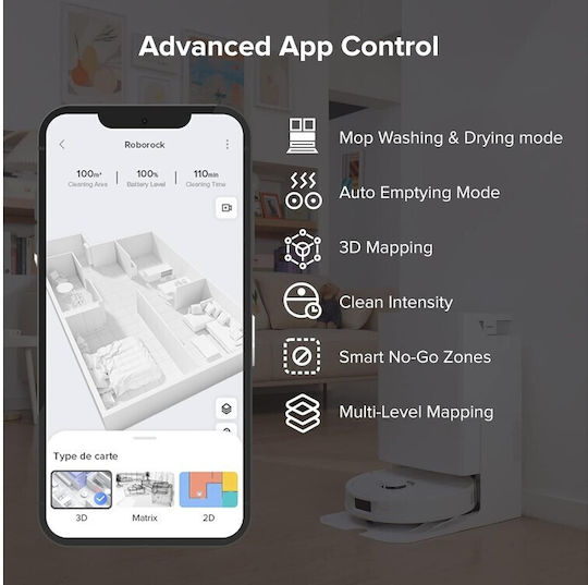 Roborock Q Revo Aspirator Robot pentru Aspirare & Spălare cu Cartografiere și Wi-Fi Albă