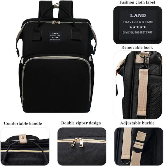 Land Wickeltasche-Wickelrucksack Schwarz 31cm.
