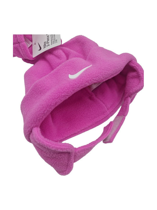 Nan Swoosh Kinder Mütze Set Fleece Rosa