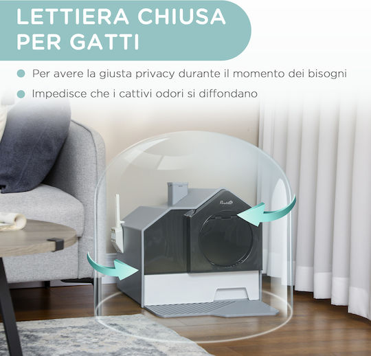 Pawhut Cat Toilet Closed Gray L47 x W45 x H42cm