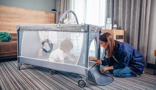 Lionelo Flower Baby Playpen with Changing Table and Grey Mattress 60x120cm