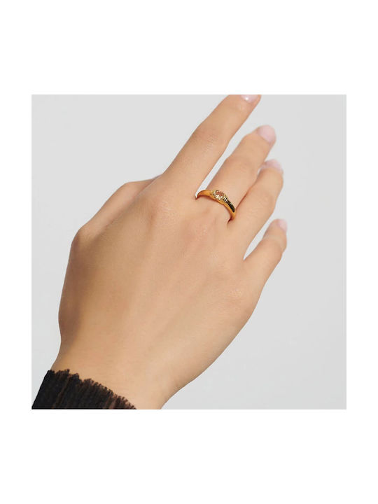 Aleyolé Ring with Zircon made of Silver Gold Plated