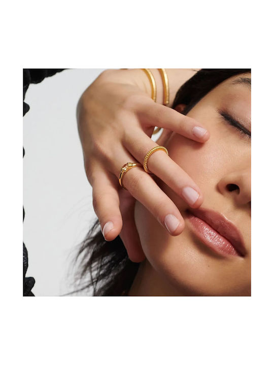 Aleyolé Ring with Zircon made of Silver Gold Plated