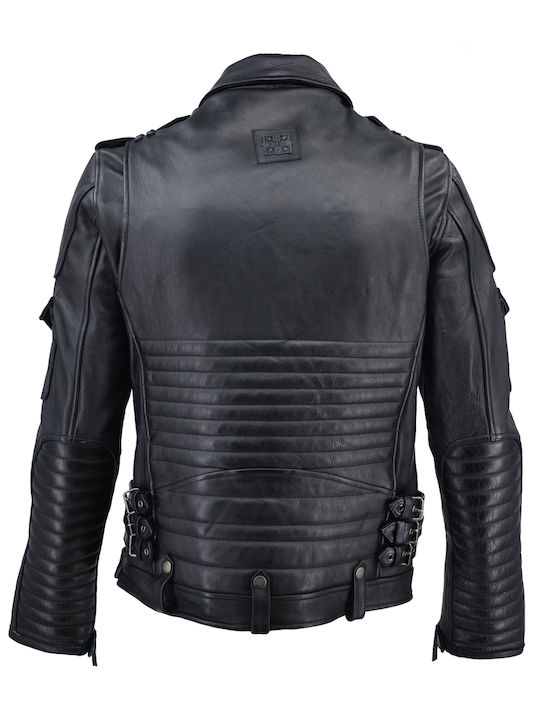 Δερμάτινα 100 Men's Winter Leather Jacket Black